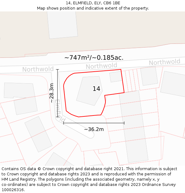 14, ELMFIELD, ELY, CB6 1BE: Plot and title map