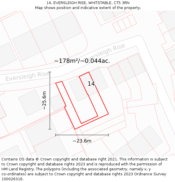 14, EVERSLEIGH RISE, WHITSTABLE, CT5 3RN: Plot and title map