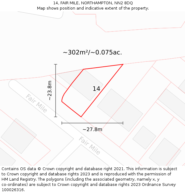 14, FAIR MILE, NORTHAMPTON, NN2 8DQ: Plot and title map