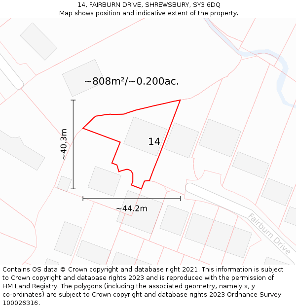 14, FAIRBURN DRIVE, SHREWSBURY, SY3 6DQ: Plot and title map
