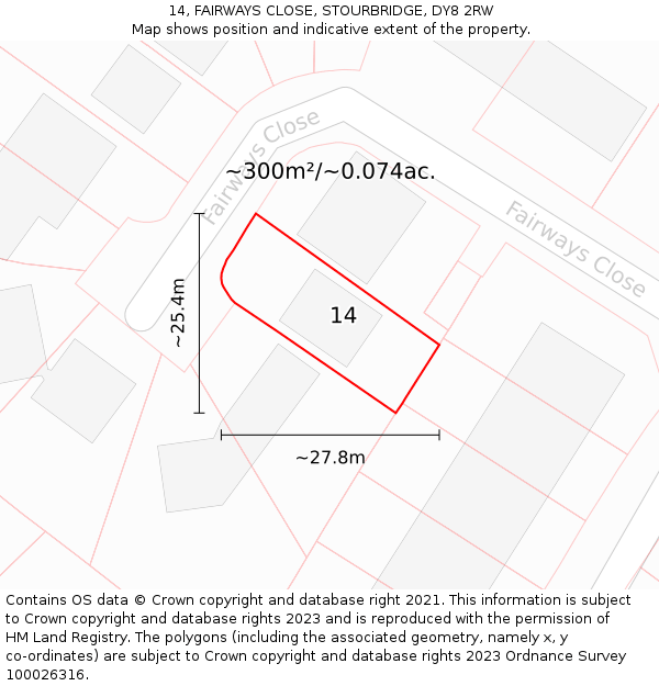 14, FAIRWAYS CLOSE, STOURBRIDGE, DY8 2RW: Plot and title map