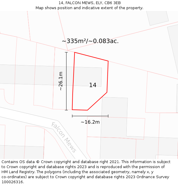 14, FALCON MEWS, ELY, CB6 3EB: Plot and title map