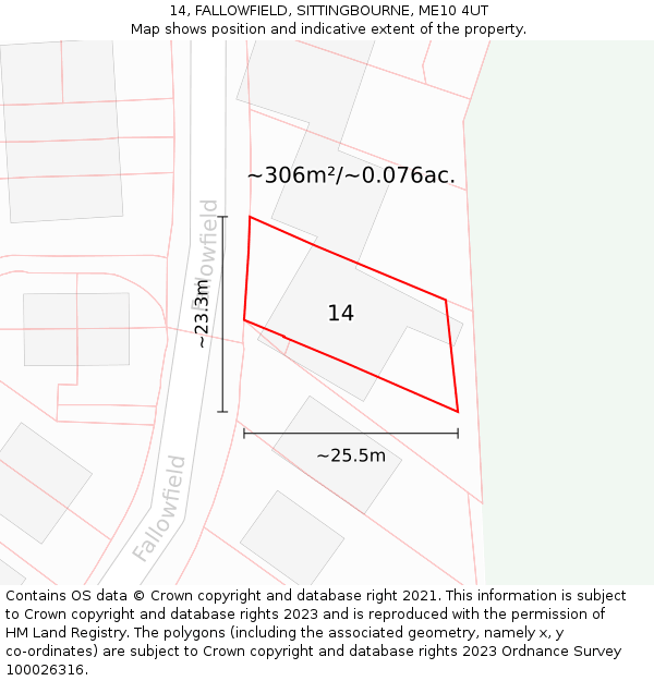 14, FALLOWFIELD, SITTINGBOURNE, ME10 4UT: Plot and title map
