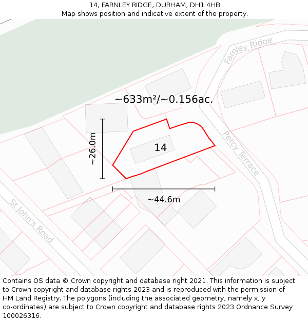 14, FARNLEY RIDGE, DURHAM, DH1 4HB: Plot and title map
