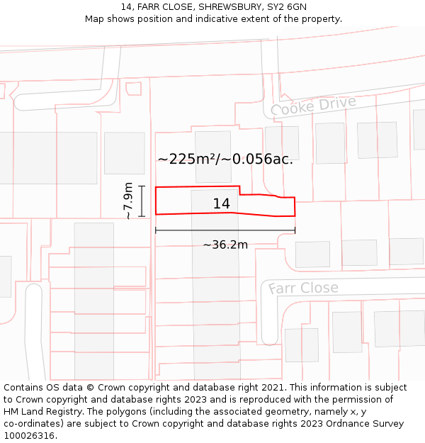 14, FARR CLOSE, SHREWSBURY, SY2 6GN: Plot and title map