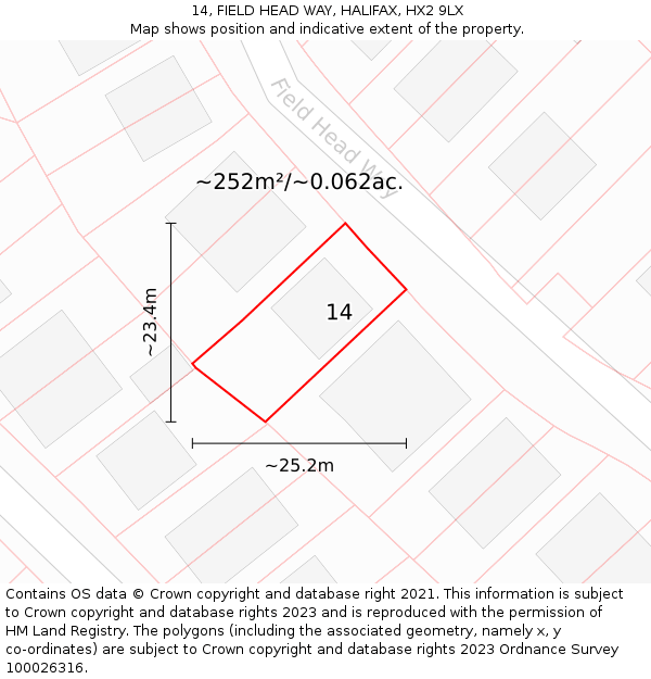 14, FIELD HEAD WAY, HALIFAX, HX2 9LX: Plot and title map