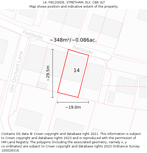 14, FIELDSIDE, STRETHAM, ELY, CB6 3LT: Plot and title map