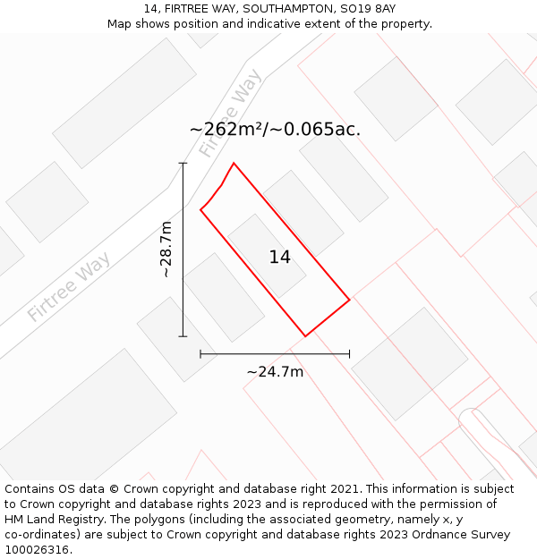 14, FIRTREE WAY, SOUTHAMPTON, SO19 8AY: Plot and title map
