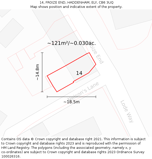 14, FROIZE END, HADDENHAM, ELY, CB6 3UQ: Plot and title map