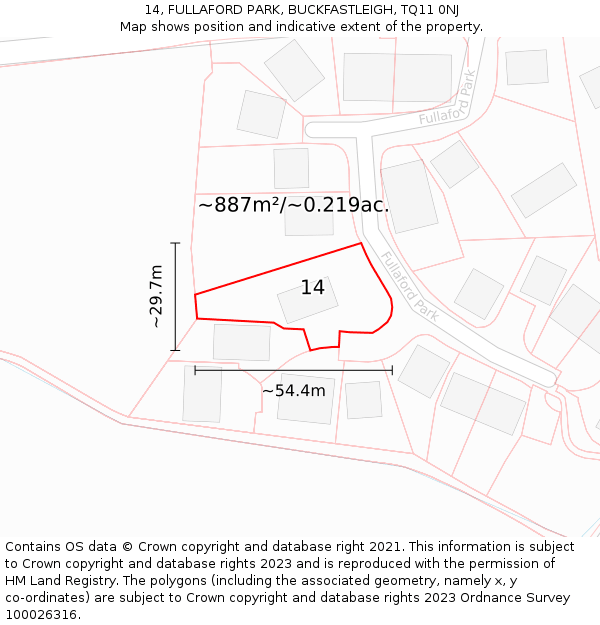 14, FULLAFORD PARK, BUCKFASTLEIGH, TQ11 0NJ: Plot and title map