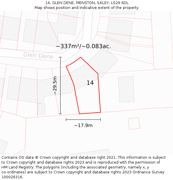 14, GLEN DENE, MENSTON, ILKLEY, LS29 6DL: Plot and title map