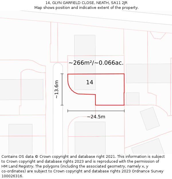 14, GLYN GARFIELD CLOSE, NEATH, SA11 2JR: Plot and title map