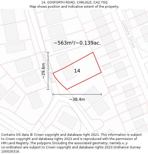 14, GOSFORTH ROAD, CARLISLE, CA2 7SQ: Plot and title map