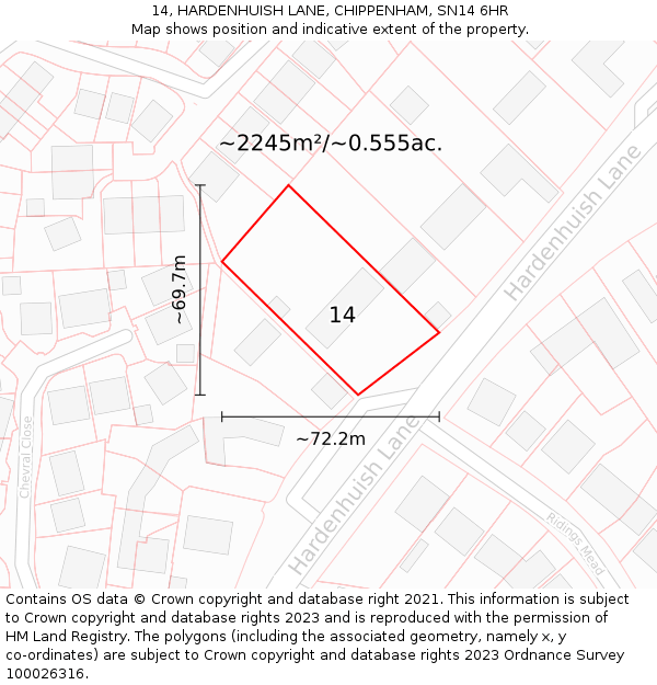 14, HARDENHUISH LANE, CHIPPENHAM, SN14 6HR: Plot and title map