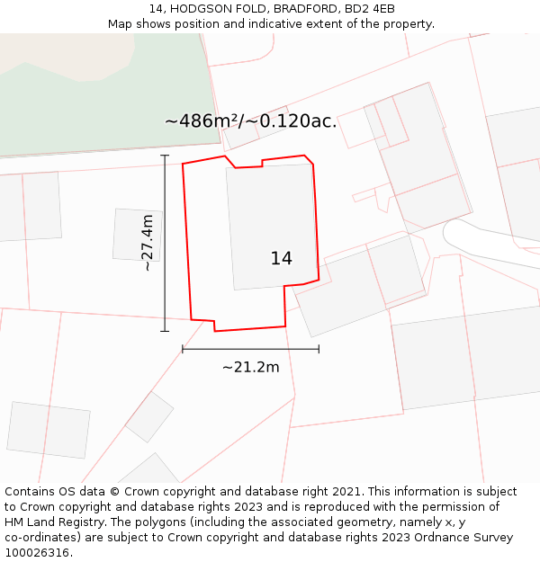 14, HODGSON FOLD, BRADFORD, BD2 4EB: Plot and title map