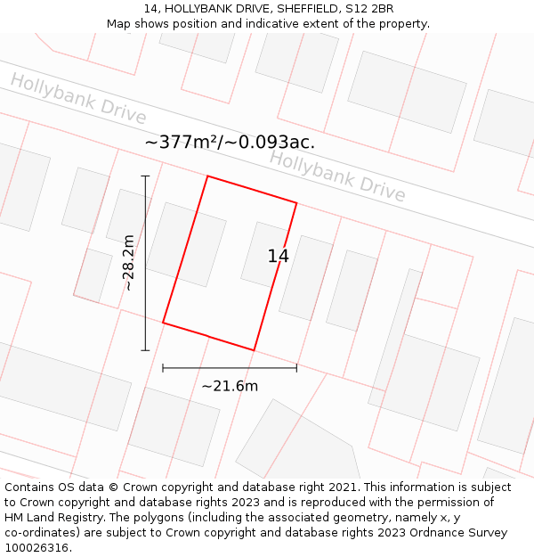 14, HOLLYBANK DRIVE, SHEFFIELD, S12 2BR: Plot and title map