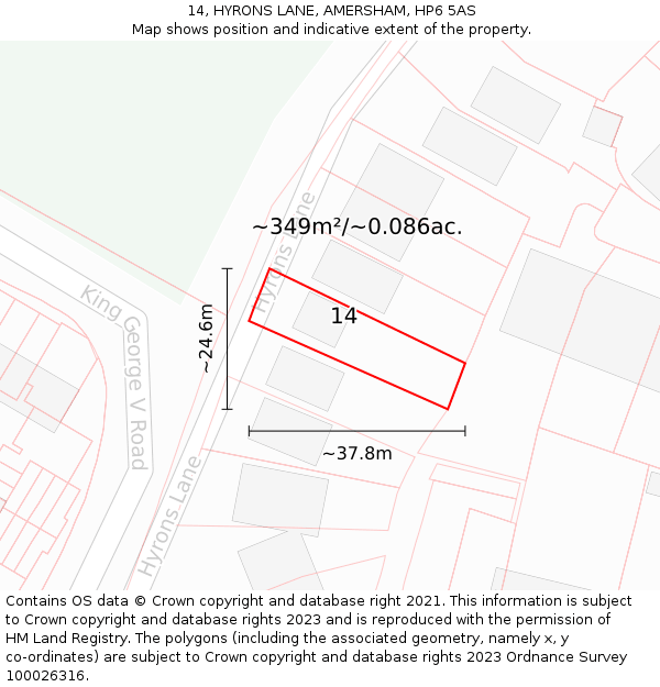 14, HYRONS LANE, AMERSHAM, HP6 5AS: Plot and title map