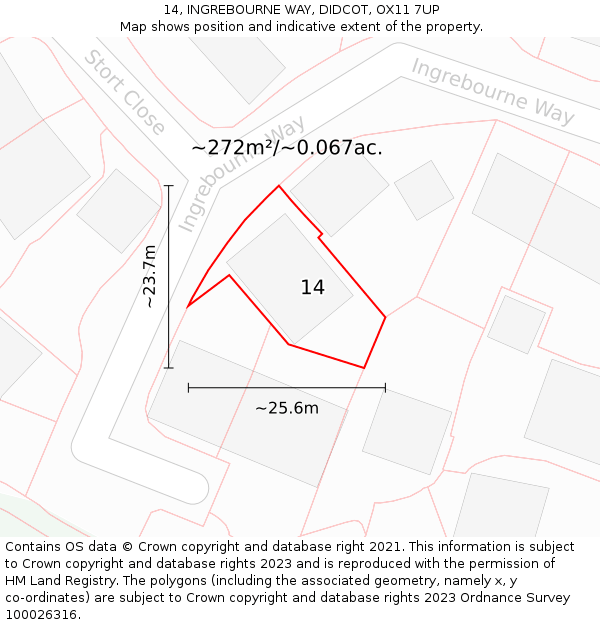 14, INGREBOURNE WAY, DIDCOT, OX11 7UP: Plot and title map