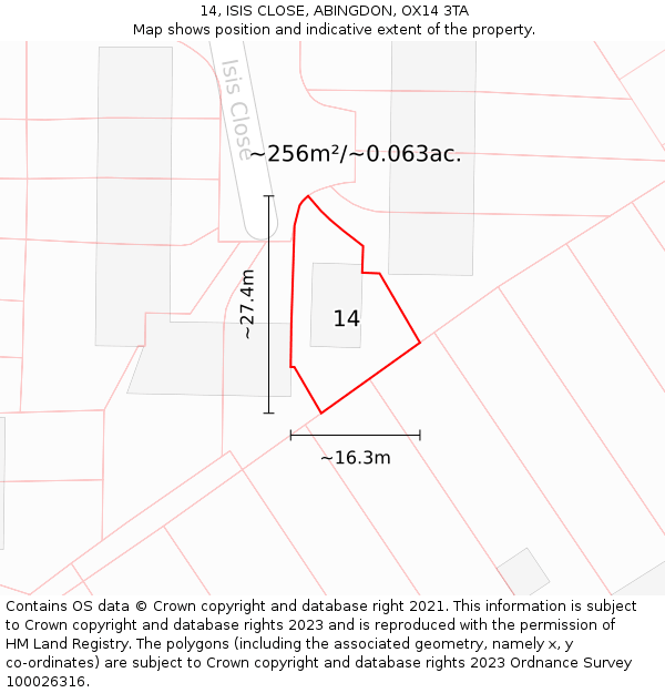 14, ISIS CLOSE, ABINGDON, OX14 3TA: Plot and title map