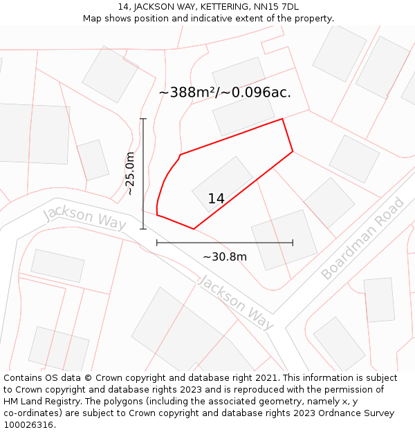 14, JACKSON WAY, KETTERING, NN15 7DL: Plot and title map