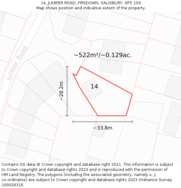 14, JUNIPER ROAD, FIRSDOWN, SALISBURY, SP5 1SS: Plot and title map