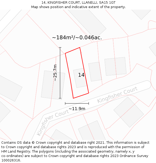 14, KINGFISHER COURT, LLANELLI, SA15 1GT: Plot and title map