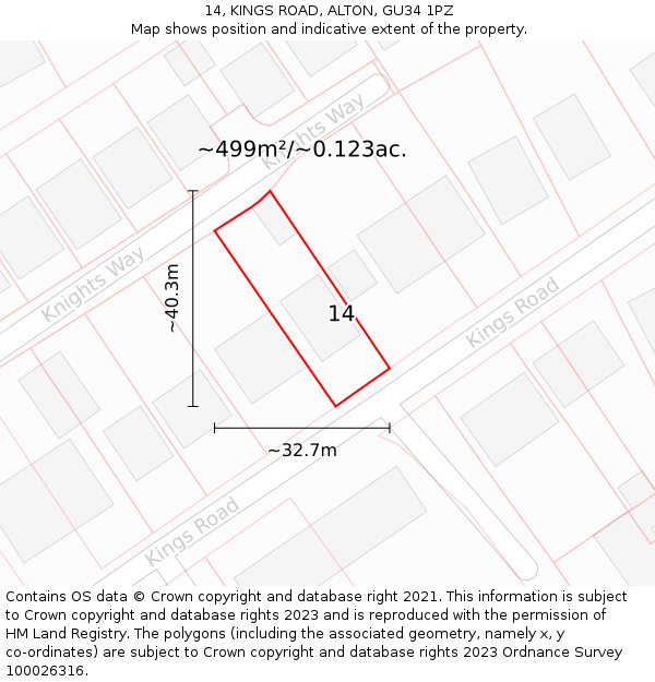 14, KINGS ROAD, ALTON, GU34 1PZ: Plot and title map