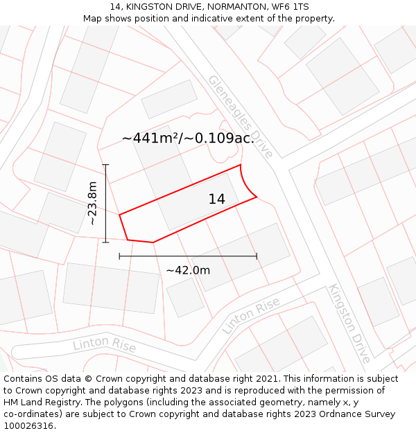 14, KINGSTON DRIVE, NORMANTON, WF6 1TS: Plot and title map