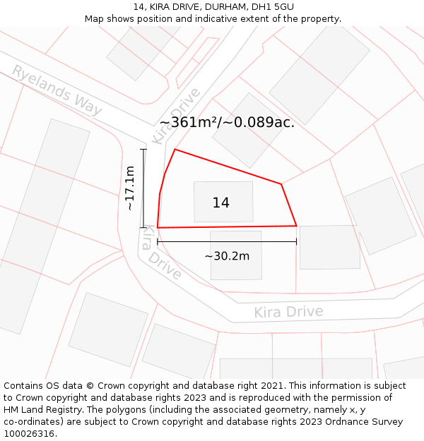 14, KIRA DRIVE, DURHAM, DH1 5GU: Plot and title map