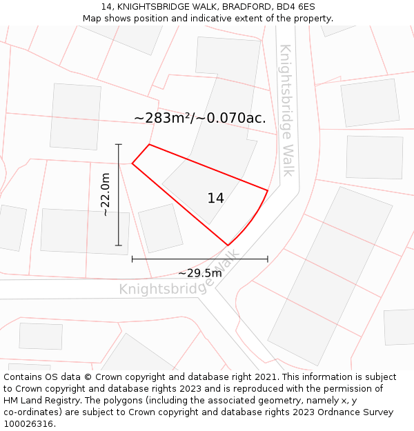 14, KNIGHTSBRIDGE WALK, BRADFORD, BD4 6ES: Plot and title map