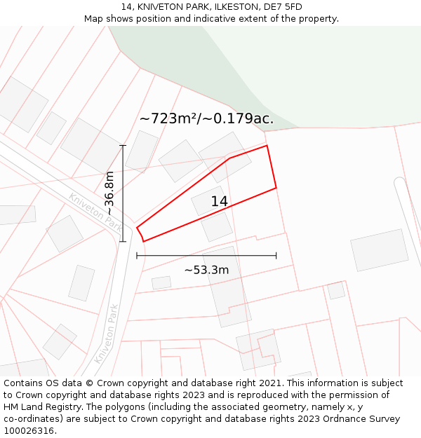 14, KNIVETON PARK, ILKESTON, DE7 5FD: Plot and title map