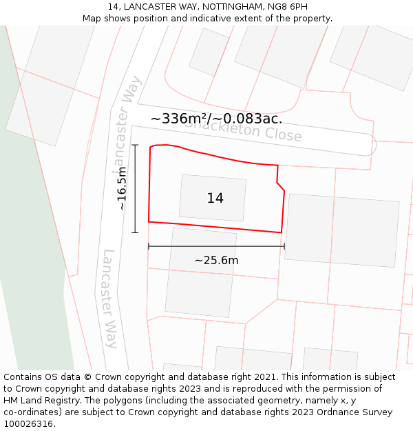 14, LANCASTER WAY, NOTTINGHAM, NG8 6PH: Plot and title map