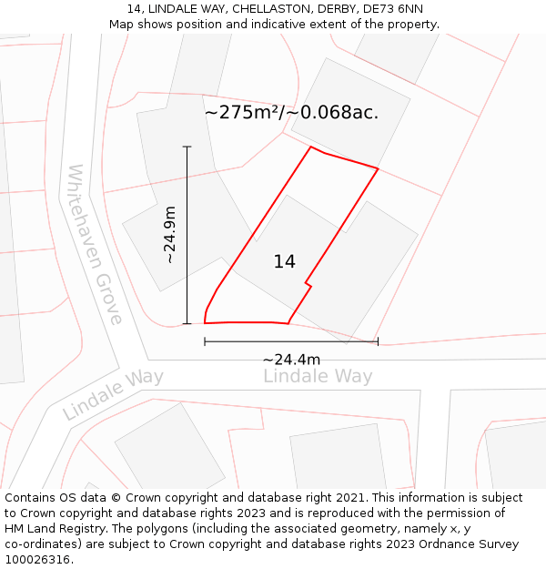 14, LINDALE WAY, CHELLASTON, DERBY, DE73 6NN: Plot and title map