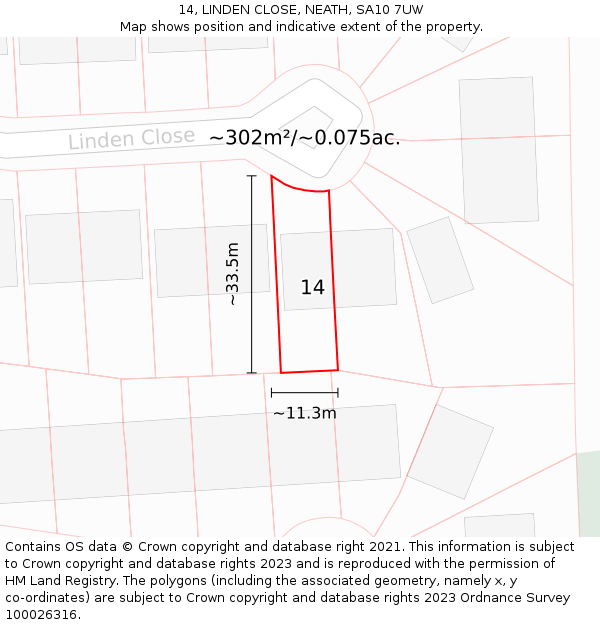 14, LINDEN CLOSE, NEATH, SA10 7UW: Plot and title map
