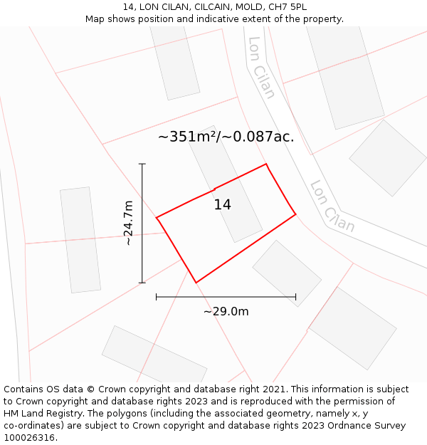 14, LON CILAN, CILCAIN, MOLD, CH7 5PL: Plot and title map