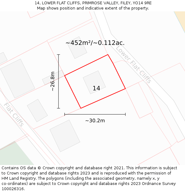 14, LOWER FLAT CLIFFS, PRIMROSE VALLEY, FILEY, YO14 9RE: Plot and title map