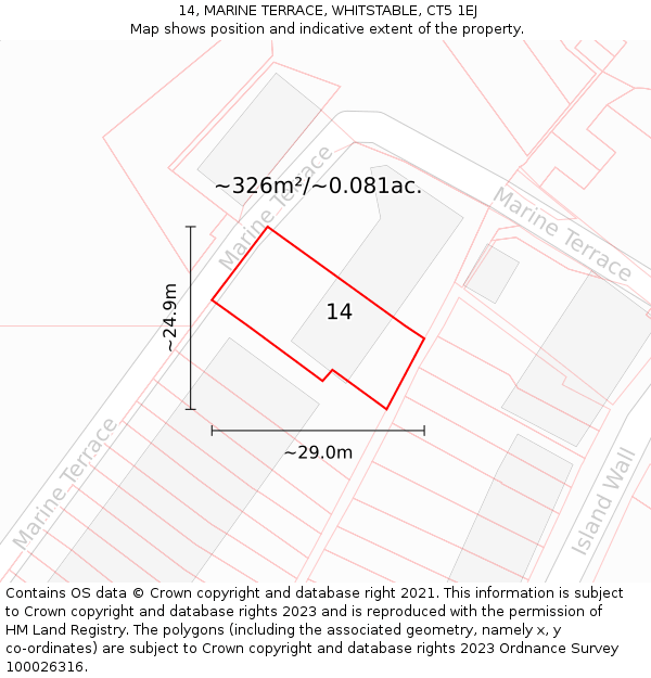 14, MARINE TERRACE, WHITSTABLE, CT5 1EJ: Plot and title map