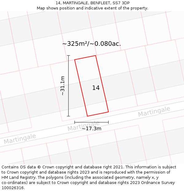 14, MARTINGALE, BENFLEET, SS7 3DP: Plot and title map