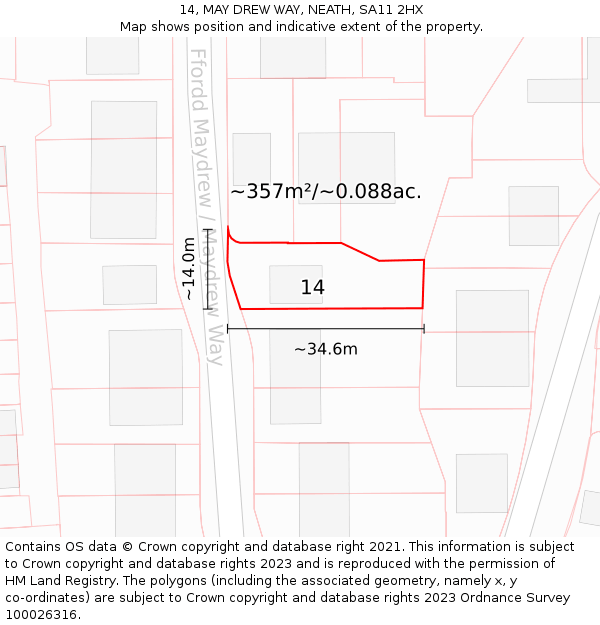 14, MAY DREW WAY, NEATH, SA11 2HX: Plot and title map