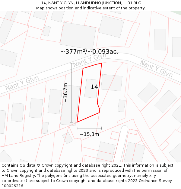 14, NANT Y GLYN, LLANDUDNO JUNCTION, LL31 9LG: Plot and title map