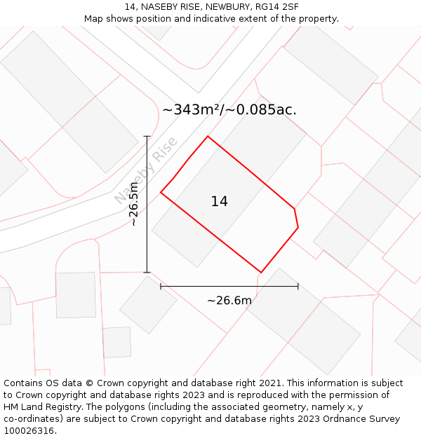 14, NASEBY RISE, NEWBURY, RG14 2SF: Plot and title map