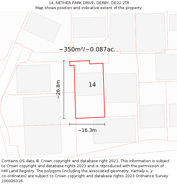 14, NETHER PARK DRIVE, DERBY, DE22 2TR: Plot and title map