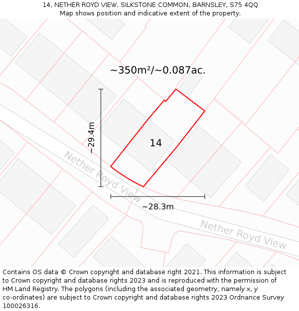 14, NETHER ROYD VIEW, SILKSTONE COMMON, BARNSLEY, S75 4QQ: Plot and title map