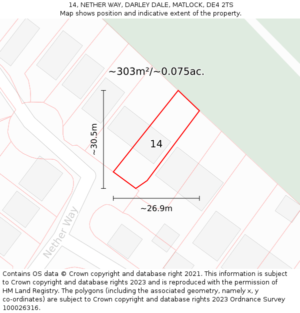 14, NETHER WAY, DARLEY DALE, MATLOCK, DE4 2TS: Plot and title map