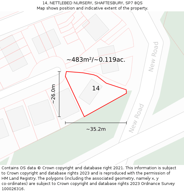 14, NETTLEBED NURSERY, SHAFTESBURY, SP7 8QS: Plot and title map