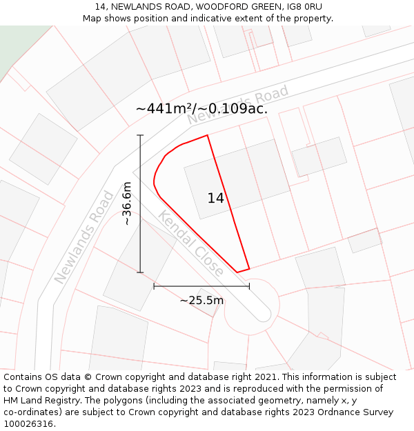 14, NEWLANDS ROAD, WOODFORD GREEN, IG8 0RU: Plot and title map