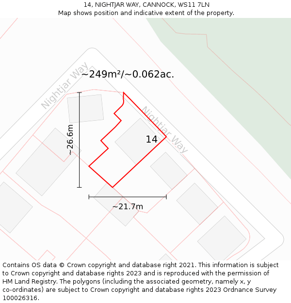 14, NIGHTJAR WAY, CANNOCK, WS11 7LN: Plot and title map