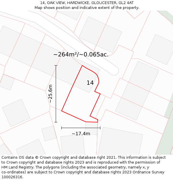14, OAK VIEW, HARDWICKE, GLOUCESTER, GL2 4AT: Plot and title map