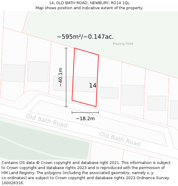14, OLD BATH ROAD, NEWBURY, RG14 1QL: Plot and title map