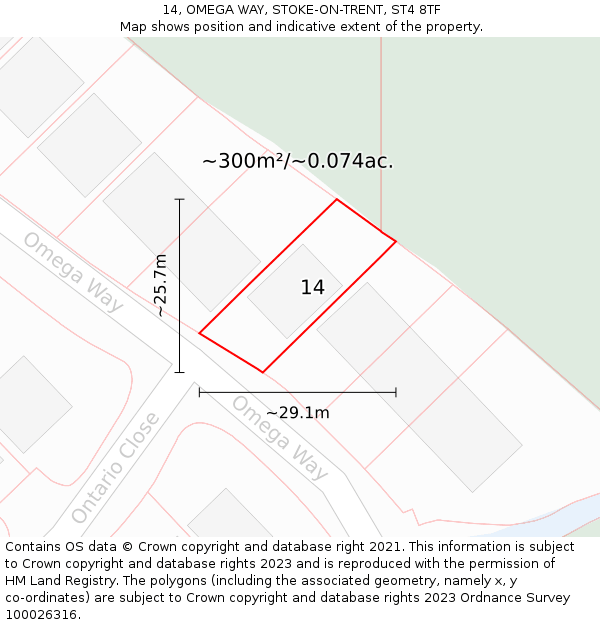 14, OMEGA WAY, STOKE-ON-TRENT, ST4 8TF: Plot and title map